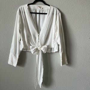Sancia White Long Sleeve Blouse Size Small